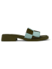 Camper Leder-Pantoletten in Khaki/ Türkis