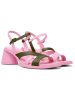 Camper Leder-Sandaletten in Rosa/ Khaki
