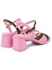 Camper Leder-Sandaletten in Rosa/ Khaki