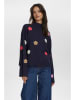 NÜMPH Sweter w kolorze granatowym ze wzorem