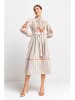 Rich & Royal Kleid in Creme/ Rot