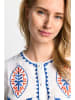 Rich & Royal Leinen-Bluse in Weiß/ Blau/ Orange