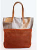 maison héritage PARIS Leder-Shopper "Alon Paille" in Silber/ Hellbraun - (B)43 x (H)42 x (T)12 cm