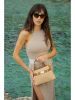 maison héritage PARIS Leder-Henkeltasche "Malibu" in Beige - (B)25 x (H)18 x (T)9 cm