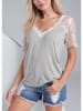 Milan Kiss Bluse in Creme/ Helgrau