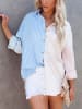 Milan Kiss Blouse lichtblauw/beige