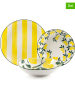 Trendy Kitchen by EXCÉLSA 18-częściowy zestaw talerzy "Positano" w kolorze biało-żółtym