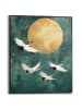 Orangewallz Ingelijste kunstdruk "Evening Cranes Green"