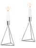 Echtwerk 2-delige set: kaarshouder "Diamant" zilverkleurig - (B)9,5 x (H)16,5 cm