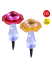 näve 2er-Set: LED-Solar-Gartenspieße "Mantar" in Rot/ Gelb - (H)29 x Ø 13 cm