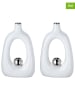 GILDE 2-delige set: vazen "Tonda" wit - (B)19 x (H)30 x (D)8 cm