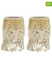 GILDE 2-delige set: windlichten "Bossa" crème - (H)27 x Ø 16 cm