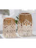 GILDE 2-delige set: windlichten "Bossa" crème - (H)27 x Ø 16 cm