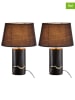 GILDE 2-delige set: tafellampen "Creolo" zwart - (H)46 x Ø 30 cm
