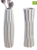 GILDE 2-delige set: vazen "Taglio" wit - (H)46 x Ø 14 cm