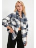 trendyol Übergangsjacke in Dunkelblau/ Weiß