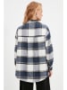 trendyol Übergangsjacke in Dunkelblau/ Weiß