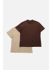trendyol 2-delige set: shirts beige/donkerbruin