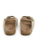 SABOKETS Leder-Pantoletten in Khaki