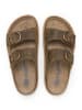 SABOKETS Leren slippers kaki