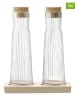 L.S.A. 3-delige set: azijn- en oliedispenser "Gio Line" lichtbruin - 200 ml