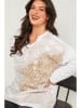 Curvy Lady Longsleeve wit/goudkleurig