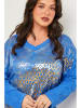 Curvy Lady Longsleeve in Blau/ Gold