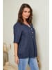 Curvy Lady Linnen blouse donkerblauw