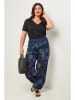 Curvy Lady Broek donkerblauw/groen