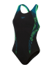 Speedo Badeanzug "Eco+ Placem" in Schwarz/ Grün/ Blau
