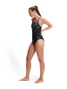 Speedo Badeanzug "Eco+ Dig" in Schwarz/ Hellblau/ Gelb