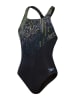 Speedo Badeanzug "Eco+ Dig" in Schwarz/ Hellblau/ Gelb