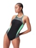Speedo Badeanzug "Eco+" in Schwarz/ Grün/ Grau