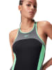 Speedo Badeanzug "Eco+" in Schwarz/ Grün/ Grau
