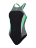 Speedo Badeanzug "Eco+" in Schwarz/ Grün/ Grau