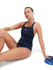 Speedo Badeanzug "Eco+ H-Bloom" in Schwarz/ Blau/ Hellblau