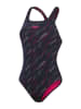 Speedo Badeanzug "Eco+ H-Bloom" in Schwarz/ Pink/ Grau