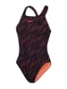 Speedo Badeanzug "Eco+ H-Bloom" in Schwarz/ Orange/ Lila