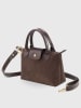 Lucky Bees Leder-Henkeltasche in Dunkelbraun - (B)24 x (H)16 cm