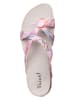Think! Leren teenslippers lichtroze/meerkleurig