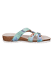 Think! Leren teenslippers lichtblauw/meerkleurig
