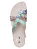 Think! Leren teenslippers lichtblauw/meerkleurig