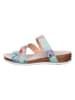 Think! Leder-Pantoletten in Hellblau/ Bunt