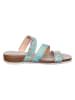 Think! Leder-Pantoletten in Hellblau/ Bunt
