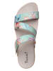 Think! Leder-Pantoletten in Hellblau/ Bunt