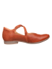 Think! Leder-Spangenballerinas in Cognac