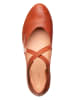 Think! Leder-Spangenballerinas in Cognac