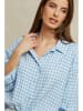 Plume Blouse "Amily" lichtblauw/wit