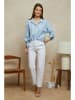 Plume Blouse "Amily" lichtblauw/wit