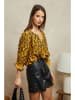 Plume Blouse "Chaline" mosterdgeel/zwart